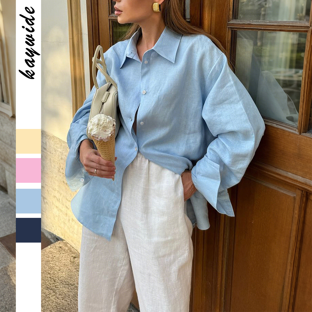 Casual Vacation Solid Color Long Sleeve Women's Blouse 2025 Autumn Winter