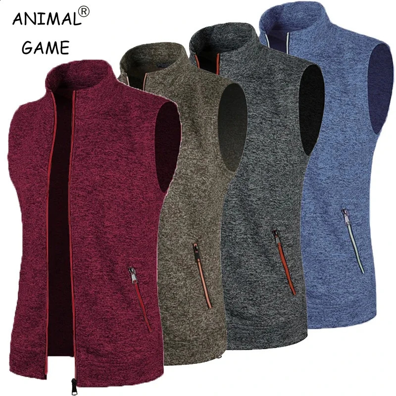 Autumn Mens Zipper Sleeveless Coats Outdoor Turtleneck Sweaters Breathable Solid Color Streetwear Jacket Vest Men Athletic Tops 250809