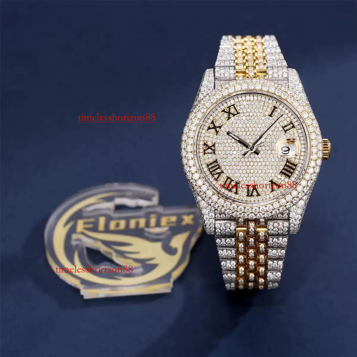 Custom-Moissanite High-End Watch with Gift Box & Certification - Passes AAAA+ Dia Quality Test