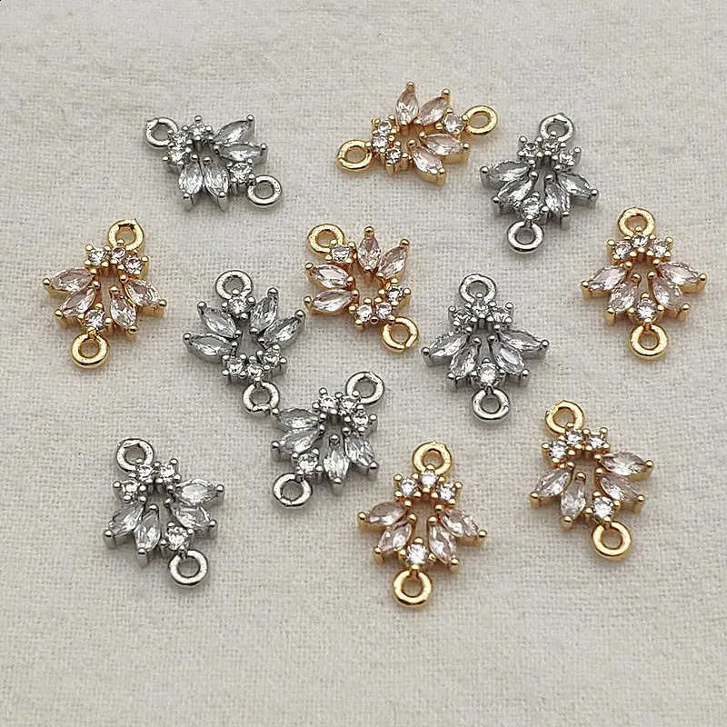 Arrival 15x12mm 50pcs Cubic Zirconia Feather Charm For Handmade Necklace Earring Parts DIY AccessoriesJewelry Findings 250807