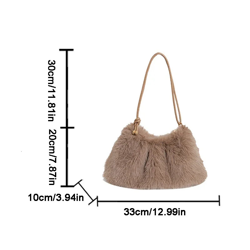 Womens Autumn and Winter Handbag Fur Fashion Hundred with Plush Bag Solid Color Large Capacity Zipper Shoulder 250811