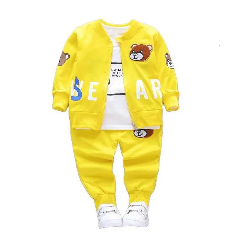 Boys Clothing Sets Children Fashion Bear Baby T-shirt Vest Coat And Pants Suit 2pcs Outfits Kids Sport Suit for 1-4 years Z250811
