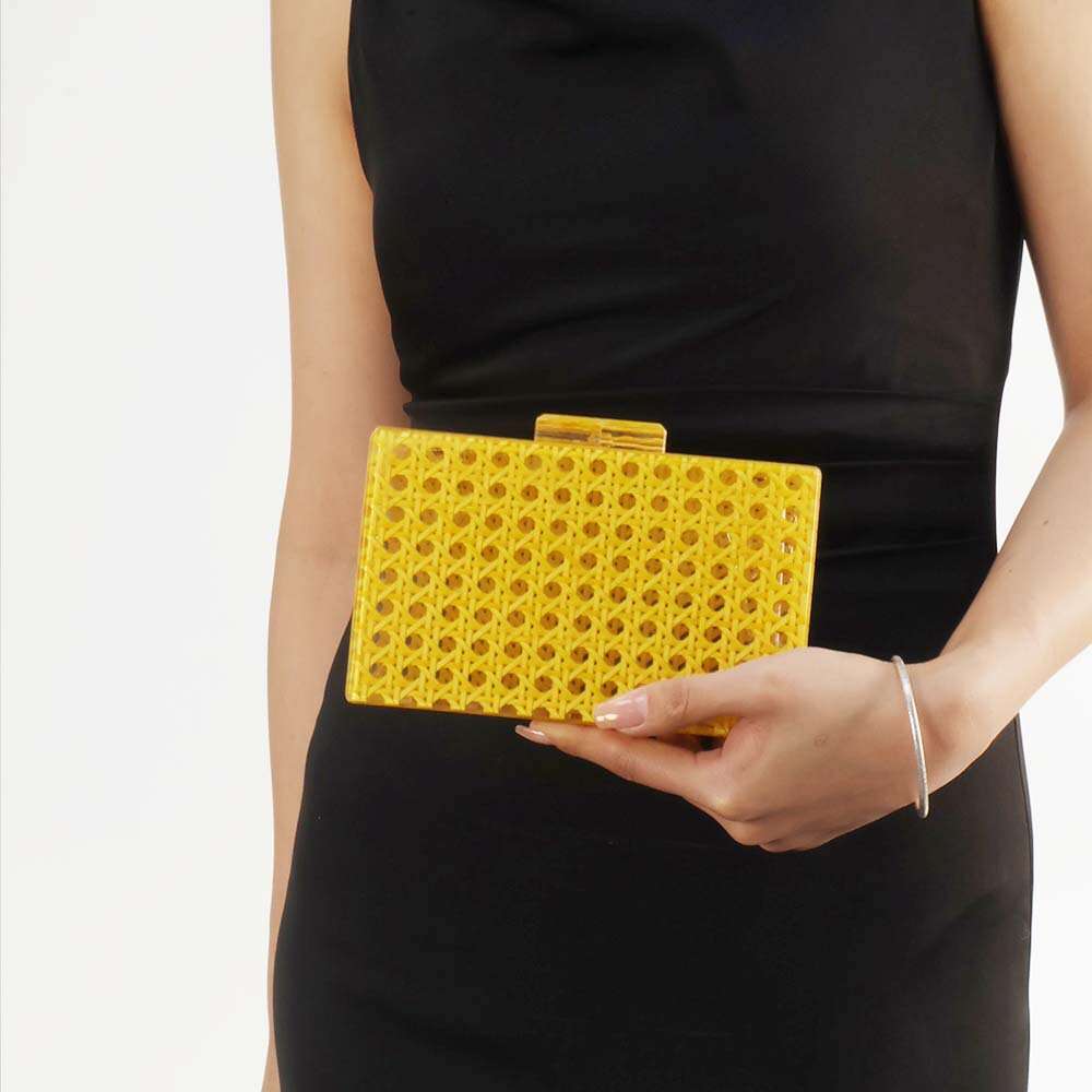 2023 Evening Rattan Woven Trendy Acrylic Single Shoulder Chain Bag for Women