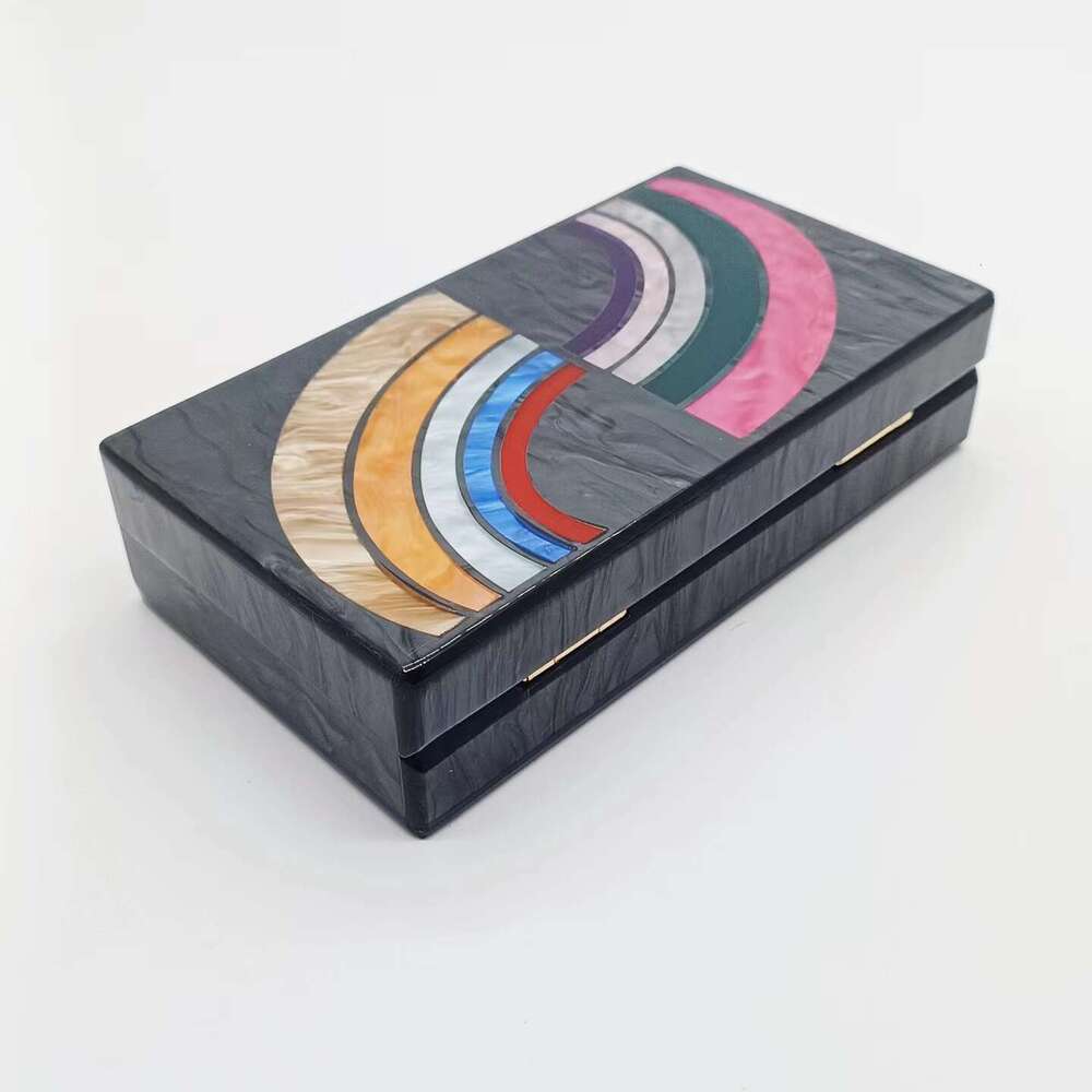 Women's Single Shoulder Crossbody Colorful Striped Patchwork Fashion Versatile Acrylic Bag Pearl Evening Clutch