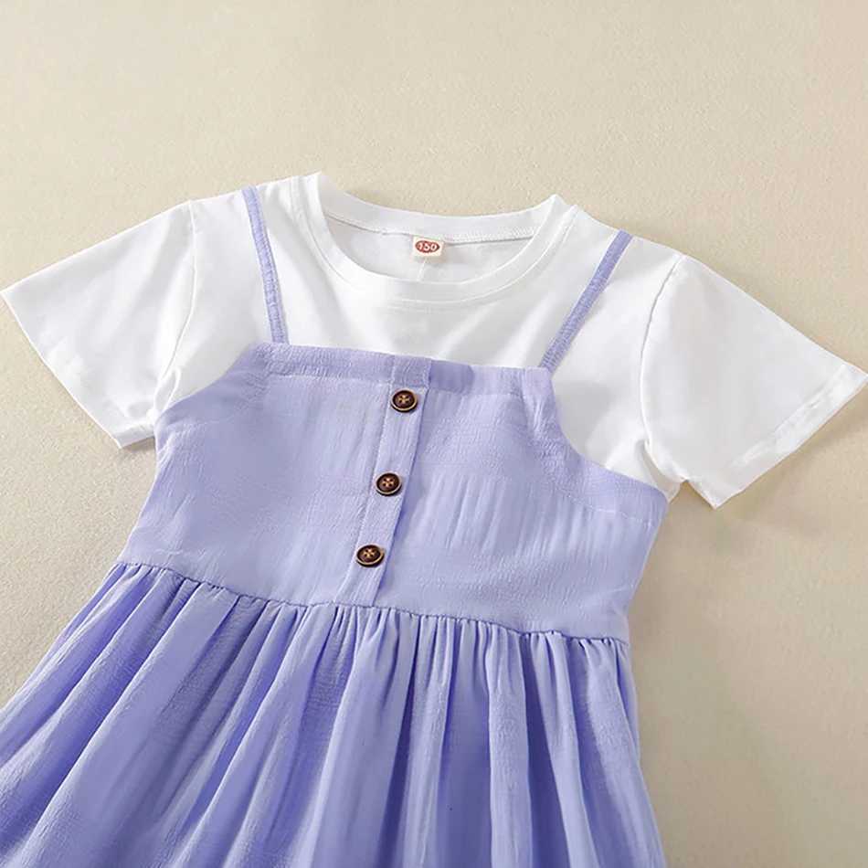 Girls Summer Dress 2025 New Fashion Princess Casual Sleeveless Party Ruffled Lightweight Breathable Childrens Clothing for Kids W250811