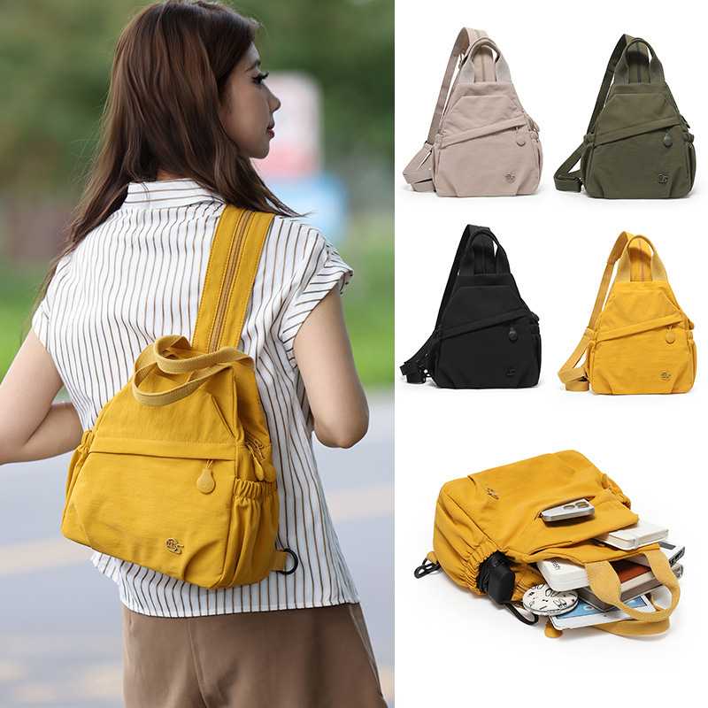 Multifunctional Women's New Lightweight Waterproof Nylon Cloth Travel Small Backpack Commuting Crossbody Chest Bag ddmymoon