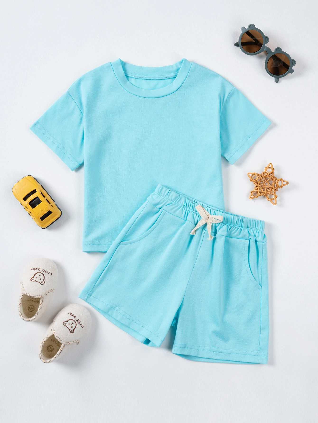 2024 New Baby Short Sleeve Shorts Set Childrens Cute Casual Boys And Girls Set Summer Short Sleeve Shorts Combination Set Z250811