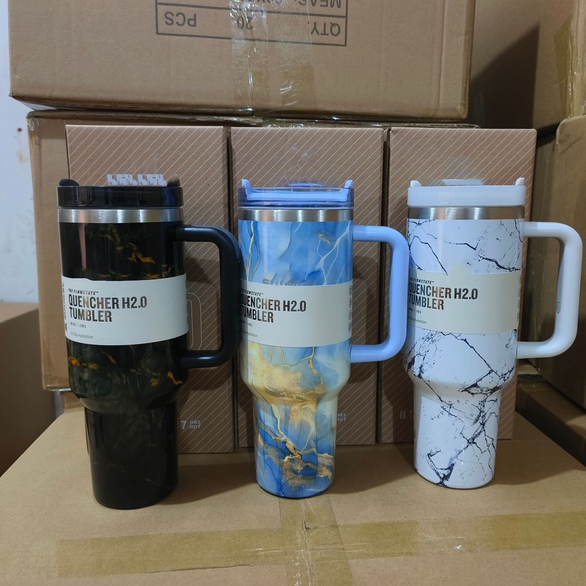 40oz Striped Water Cup Handle Car Mug With Car Cold Insulated Cartoon Kulo Water Cups With Straws Cups Tattoo Cup Car A1