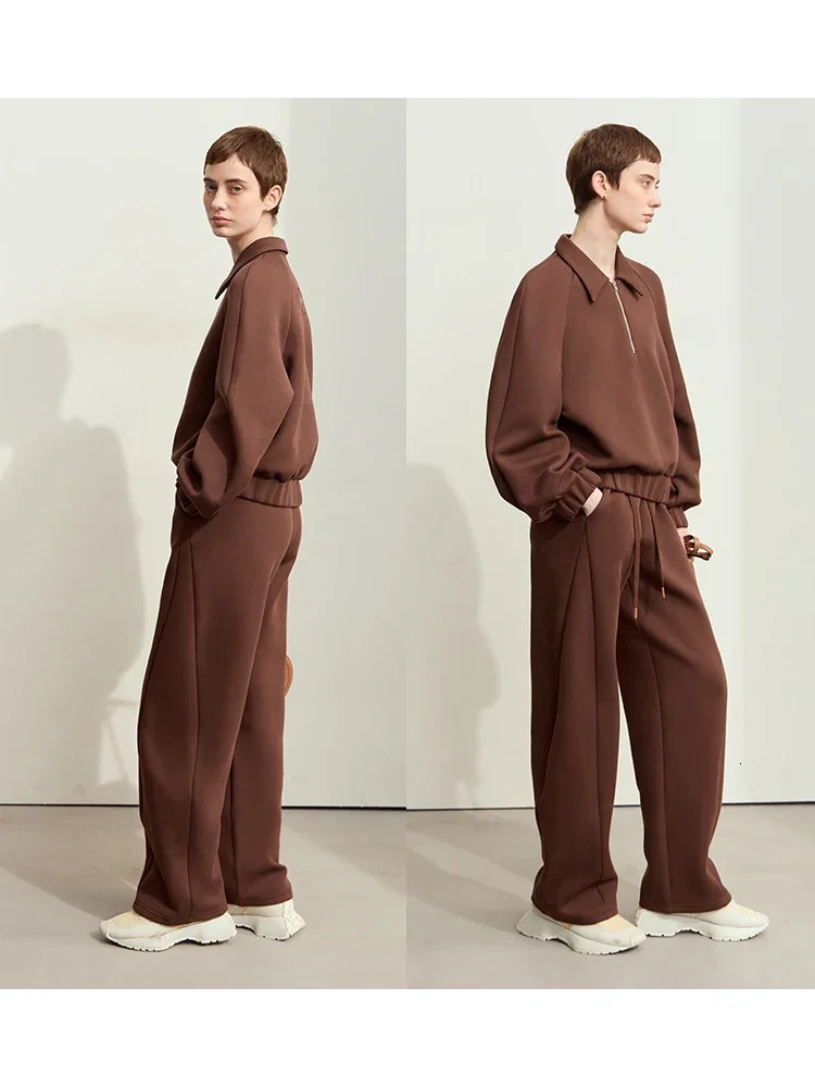 Amii Minimalism Women Hoodies Autumn Lapel Zipper Casual Loose Sporty Pullovers Trendy Solid Clothes for 12443154 250809