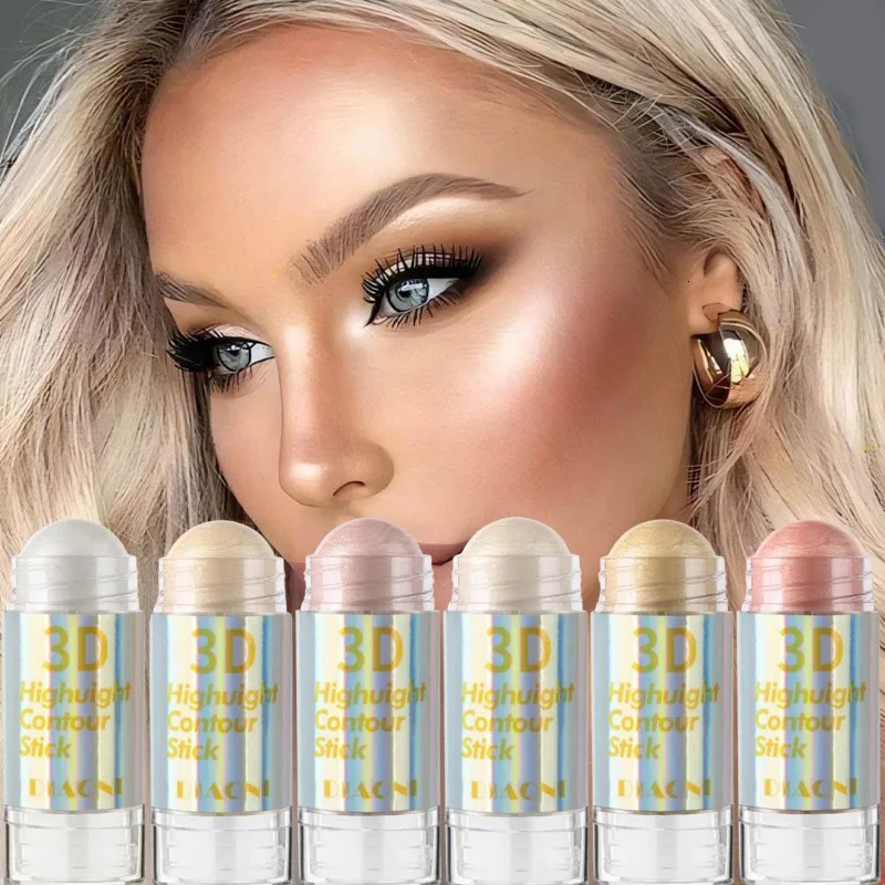 6 Colors 3D Face Brighten Highlighter Bar Cosmetic Face Contour Bronzer Shimmer Highlighter Stick Concealer Cream Makeup tool 250811