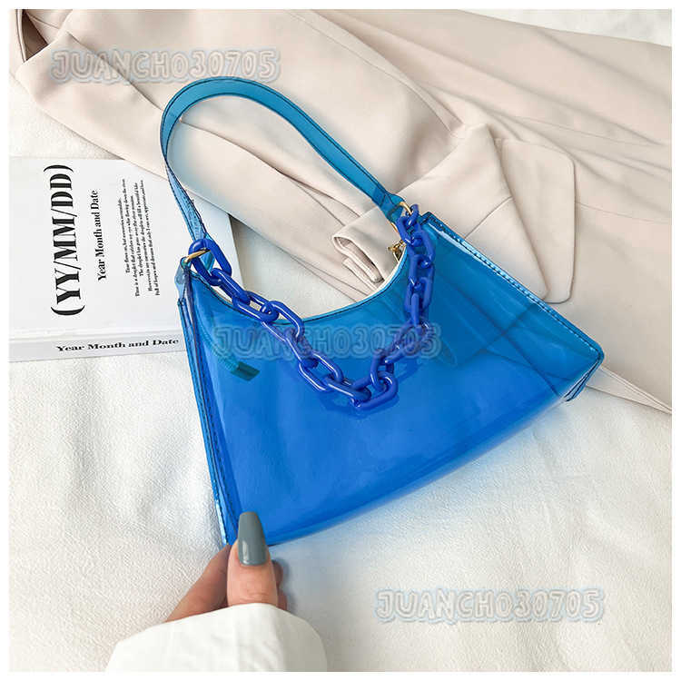 Summer New Fashion Womens Bag Small Jelly Bag Solid Color Transparent Womens Armpit Bag Single Shoulder Bag H250809