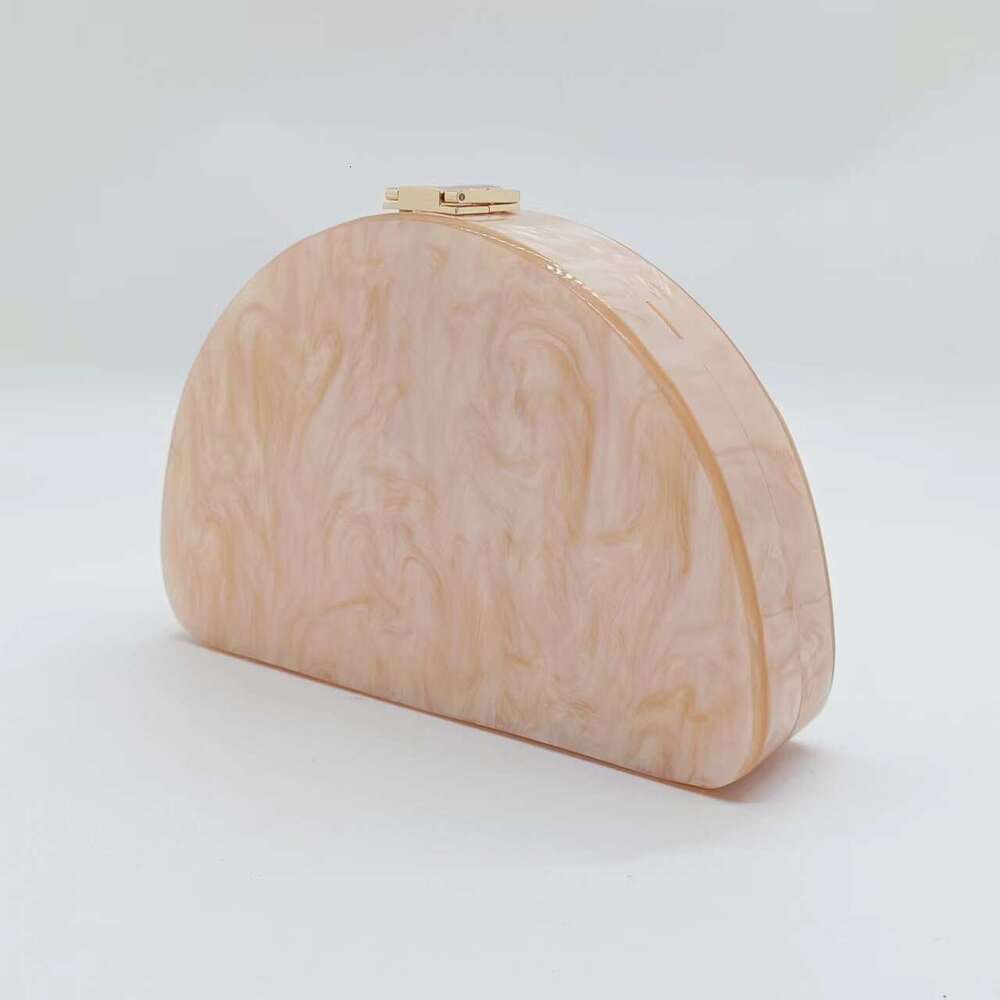 Women's New Single Shoulder Crossbody Semi-Circular Acrylic Fashionable Wedding Evening Clutch Bag