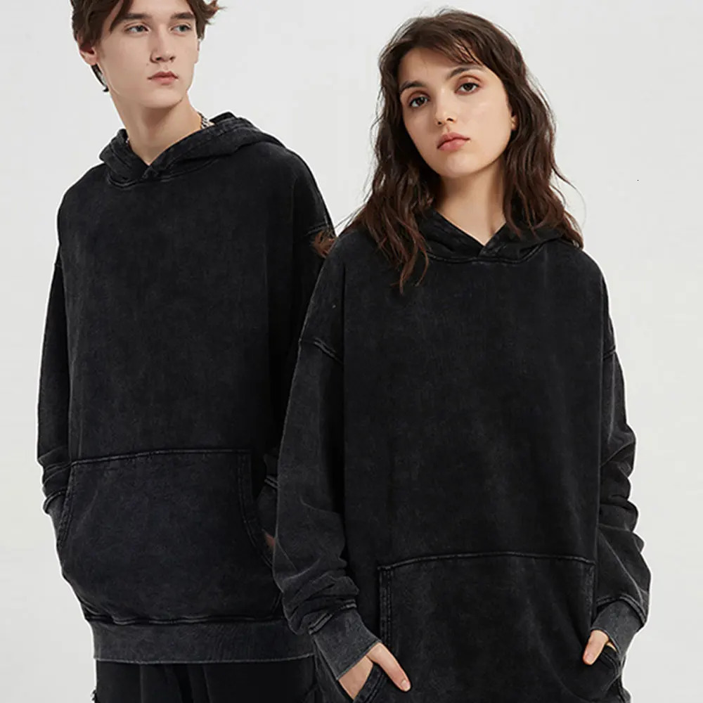 Vintage Washed Hoodies Men Women Cotton Retro Long Sleeve Harajuku Sweatshirts Fashion Loose Pullover Y2k Hip Hop Streetwear 250811