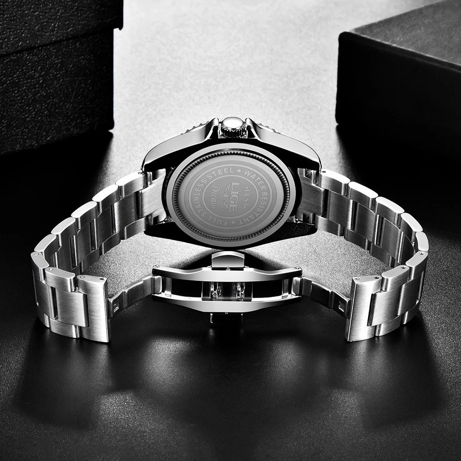 LIGE Top Brand Luxury Fashion Diver Watch Men 30ATM Waterproof Date Clock Sport Watches Mens Quartz Wristwatch Relogio Masculino Business watch