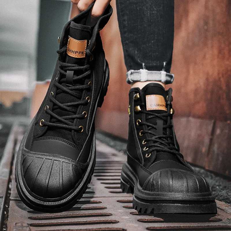 Mens Boots Four Seasons High-Top Casual Boots Canvas Boots Soft-Soled Non-Slip Thick-Soled Outdoor Boots Fashion Tooling Boots W250811