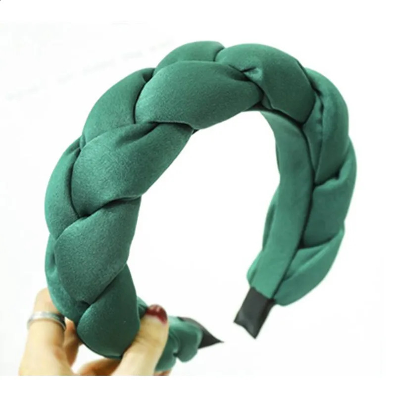 Winter/Autumn Women Thick Braids Headband Solid Adults Headdress Silk Fabric Padded Hairband Wide Hair Hoop Women Hair Ornament 250805