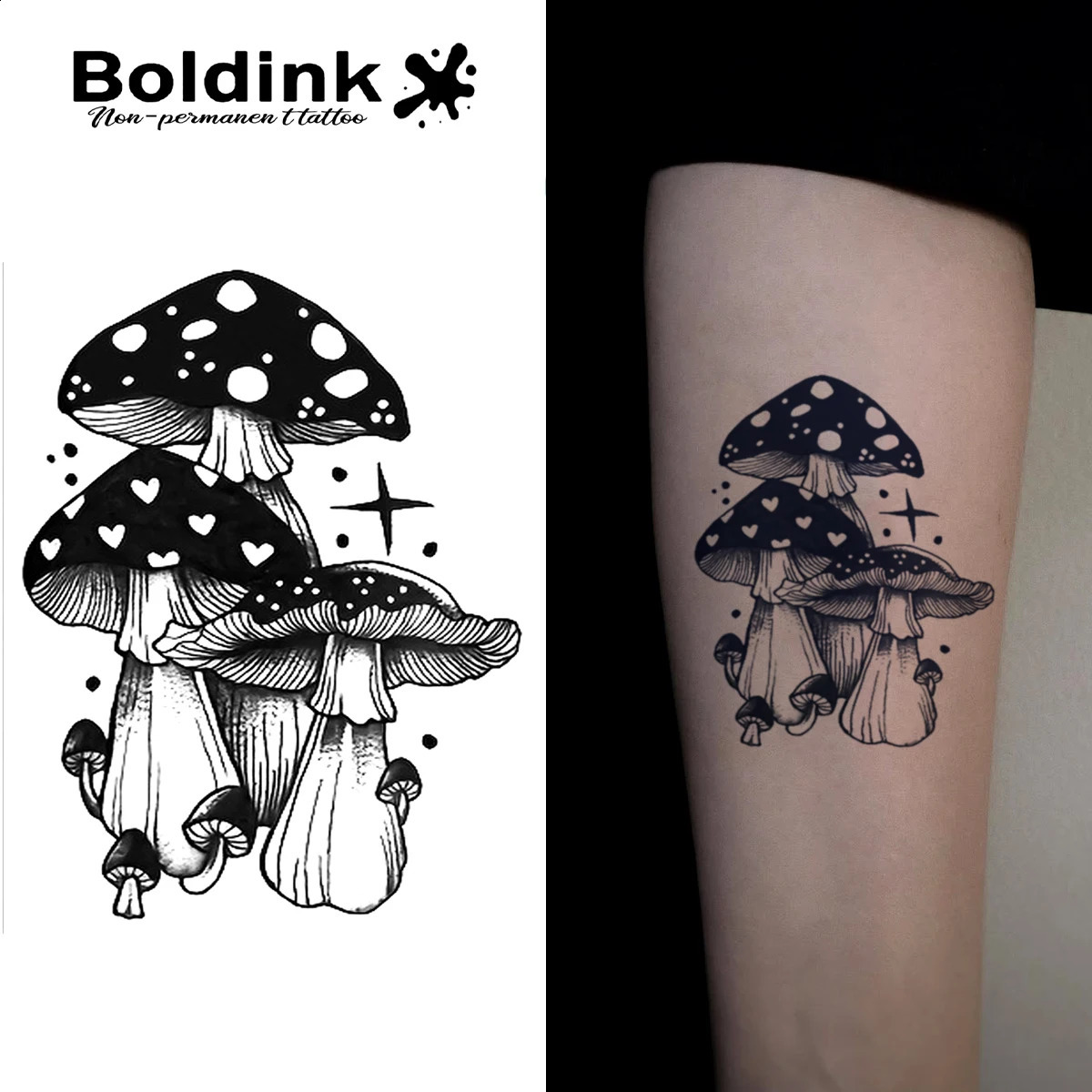 Mushroom Temporary TattooLasts To 15 Days Technology Magic Waterproof Semi Permanent Sticker 250809