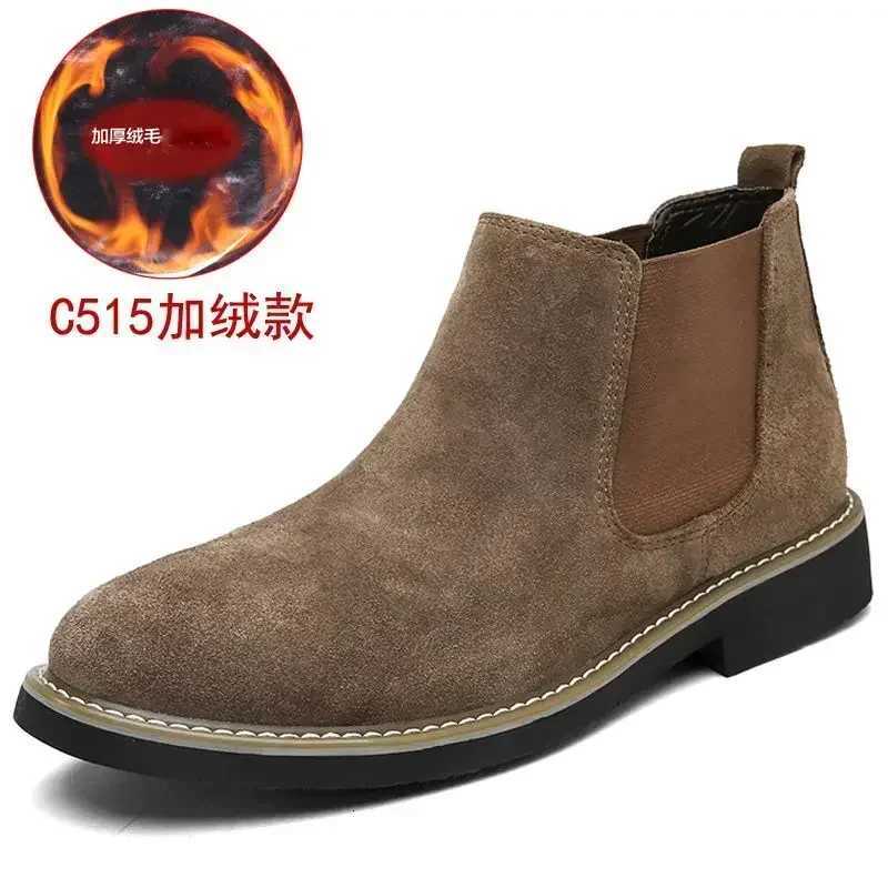 Winter Large Size Mens Chelsea Mid-cut Boots Casual Leather Boots for Men All-match Pointed Toe Wedding Classic Business Boots W250811
