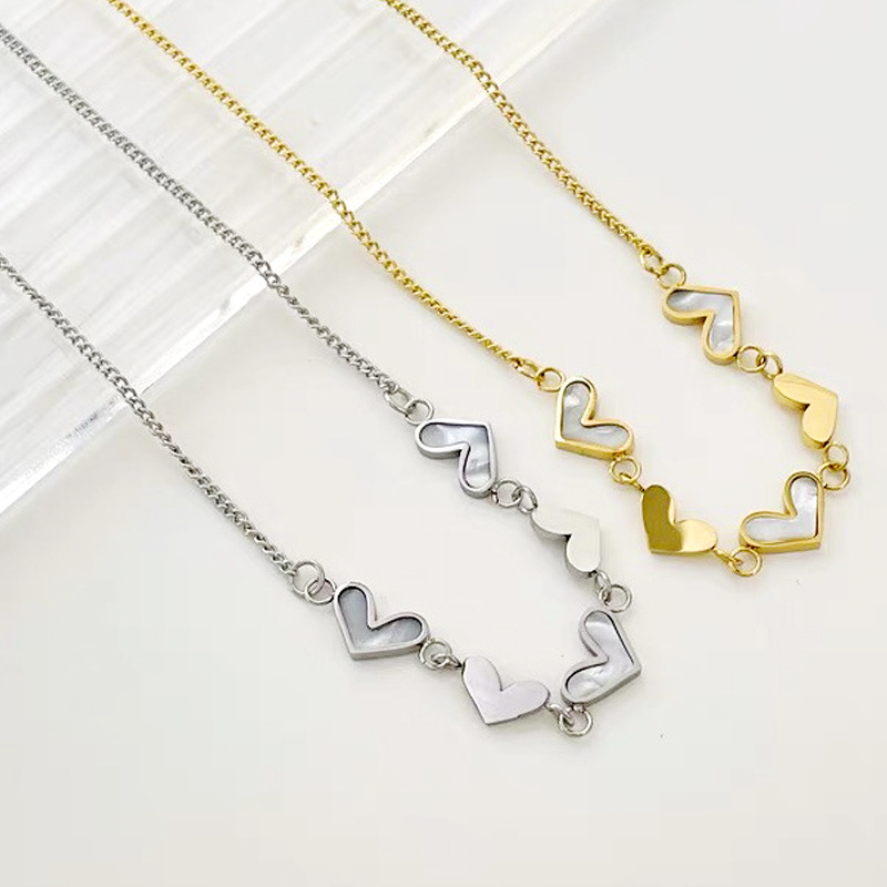 316L Stainless Steel New Fashion Upscale Jewelry Natural Shells Love Heart Charms Chain Choker Necklaces & Pendants For Women Wholesale Drop Ship