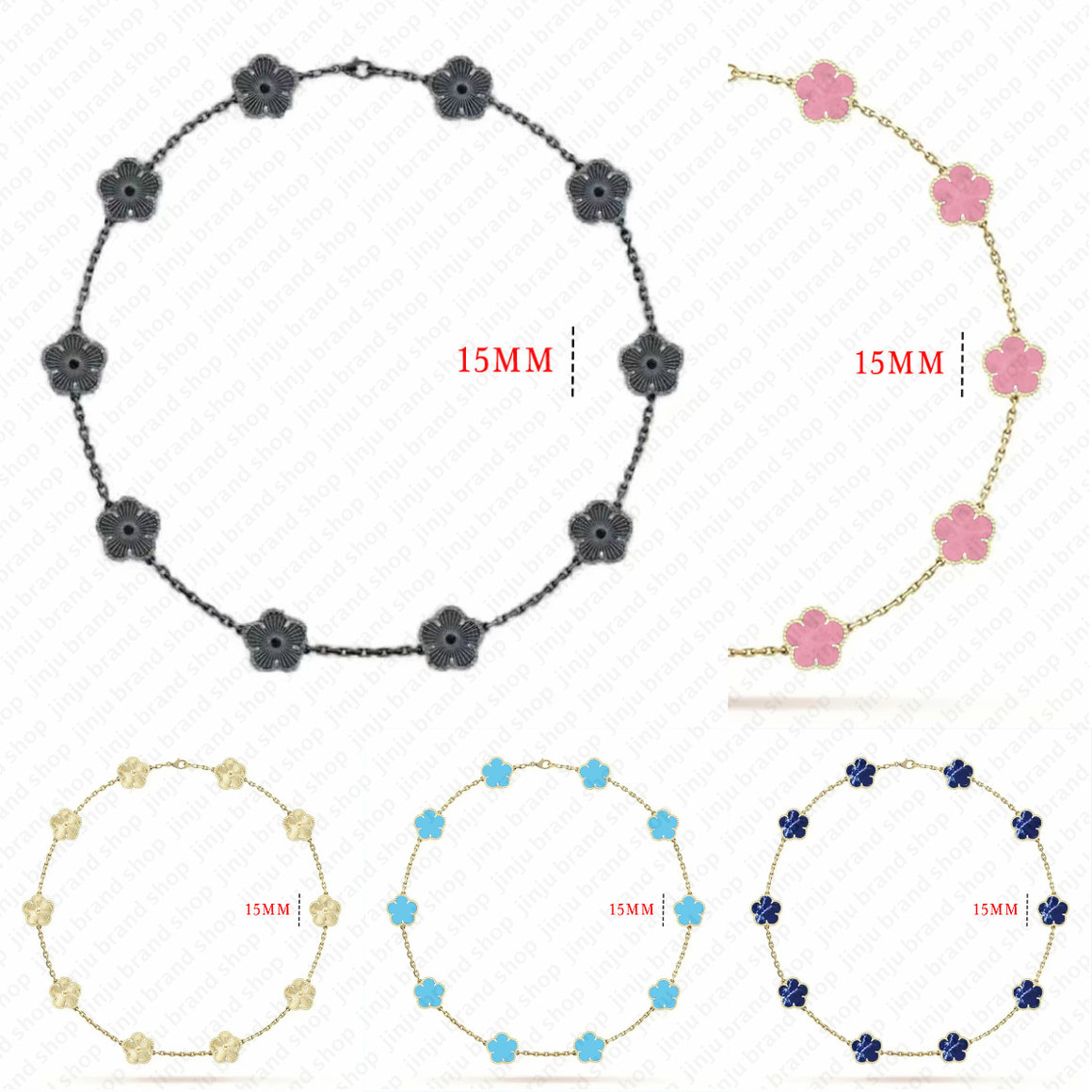 Hot Sale gold necklace womens jewelry necklace designer for women Vintage 15mm flower necklaces 10 motif Christmas style pendant necklace womens clover necklace
