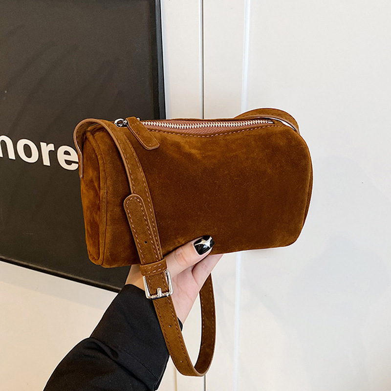 High-End Suede Cylinder for Women 2025 New Fashion Niche Pillow Single Shoulder Crossbody Bag Trendy ddmymoon
