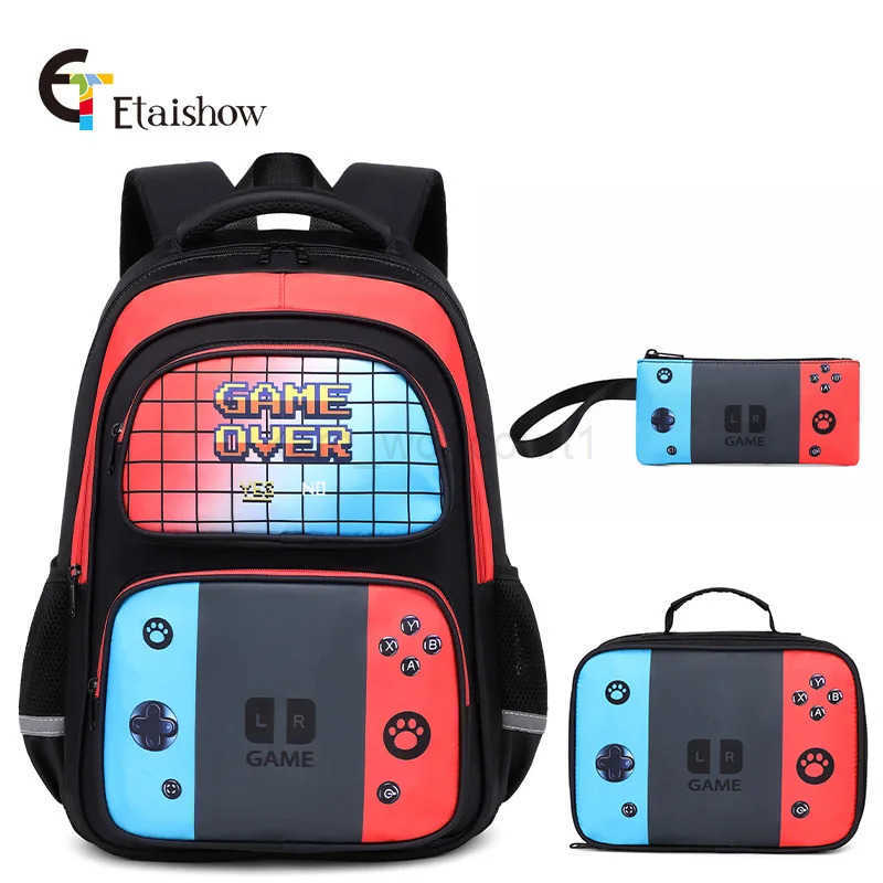 Back to School Game Console Pattern DIY School Bags for Primary and Secondary Students Lunch Bag Shoulder Bags Three Sets M250811