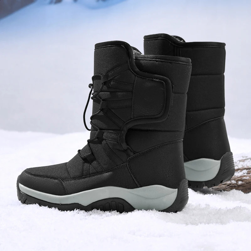 Mens Winter Shoes Waterproof Mens Boots Warm Plush Couple Snow Boots Outdoor Non-slip Hiking Boots Men Work Ankle Boots 250805