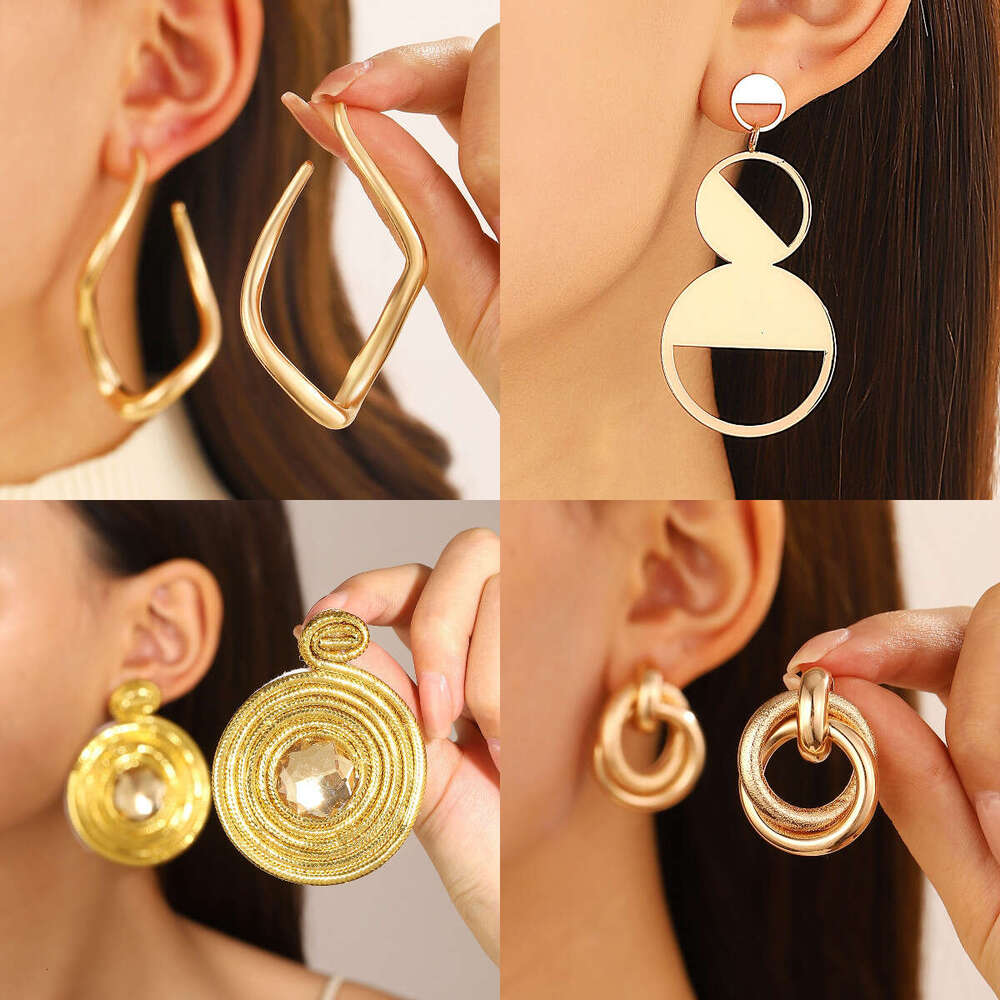 INS Wrinkle Geometric Smooth Earrings for Women, Light High-end Sense, Exaggerated Personality Jewelry