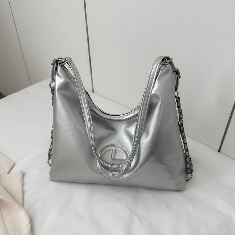 Solid Color Personality New Trend Simple Large Capacity Casual Chain Shoulder Tote Backpack Underarm Bag ddmymarket