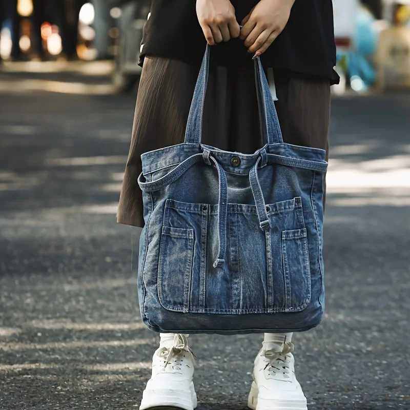 Casual Handbag Large Capacity Denim Tote Bag Fashion Everything High Appearance Level Shoulder Bag Commuter Underarm Bag Z250812