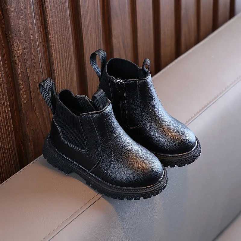 Fashion Boy Girl Short Boots Non-Slip British Style Boot Childrens Side Zipper Design Single Leather Anti-Skid Boots XJ250812