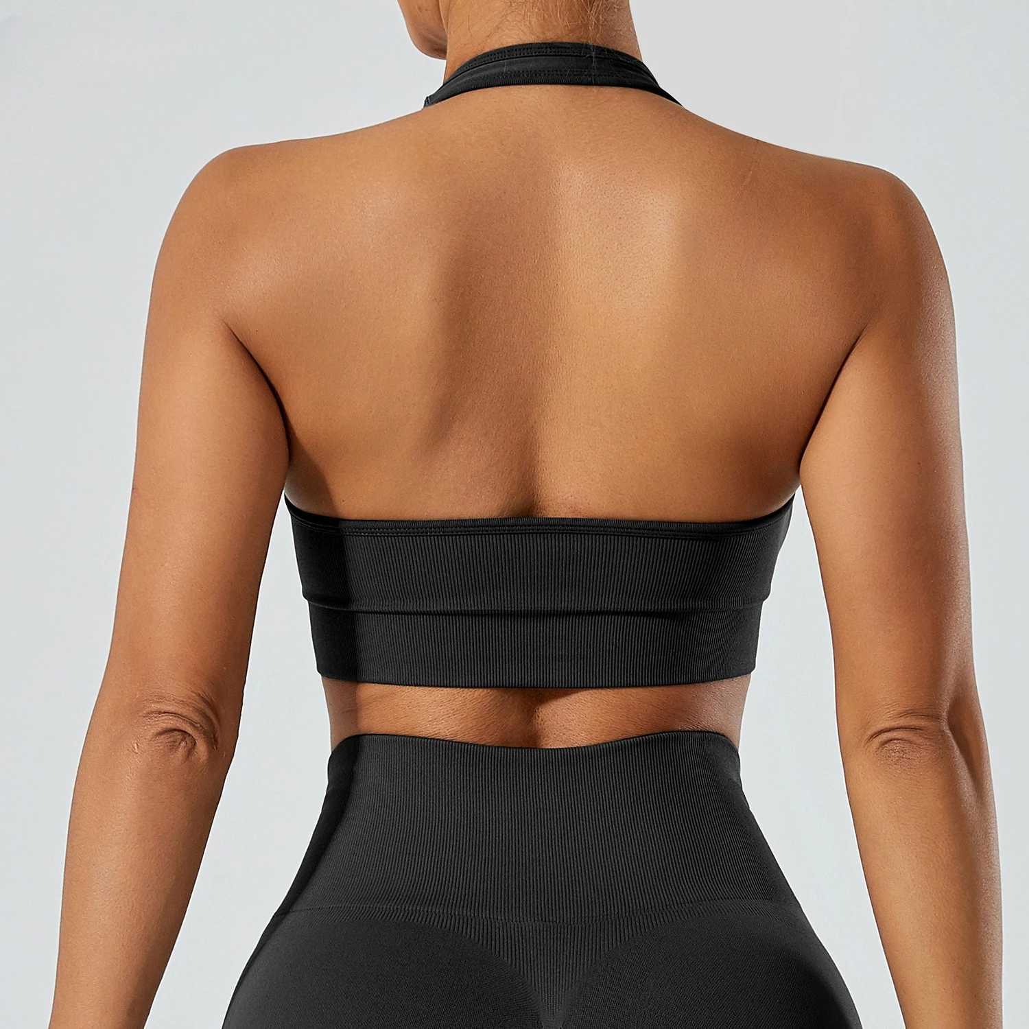 Mileegirl Seamless Bras for Women Halter Sports Crop Tops Removable Gym Fitness Bra Vest Workout Running White Push Up Bras Z250812