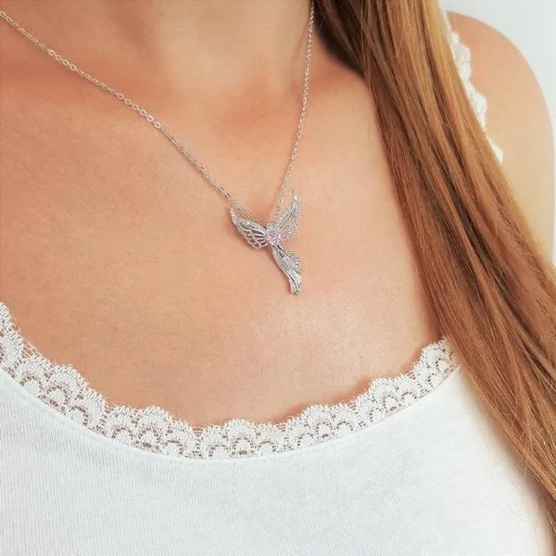 Fashionable Income Angel Wing Necklace Exquisite Angel Beloved Pendant Mothers Day Christmas Party Girl Gift 250807