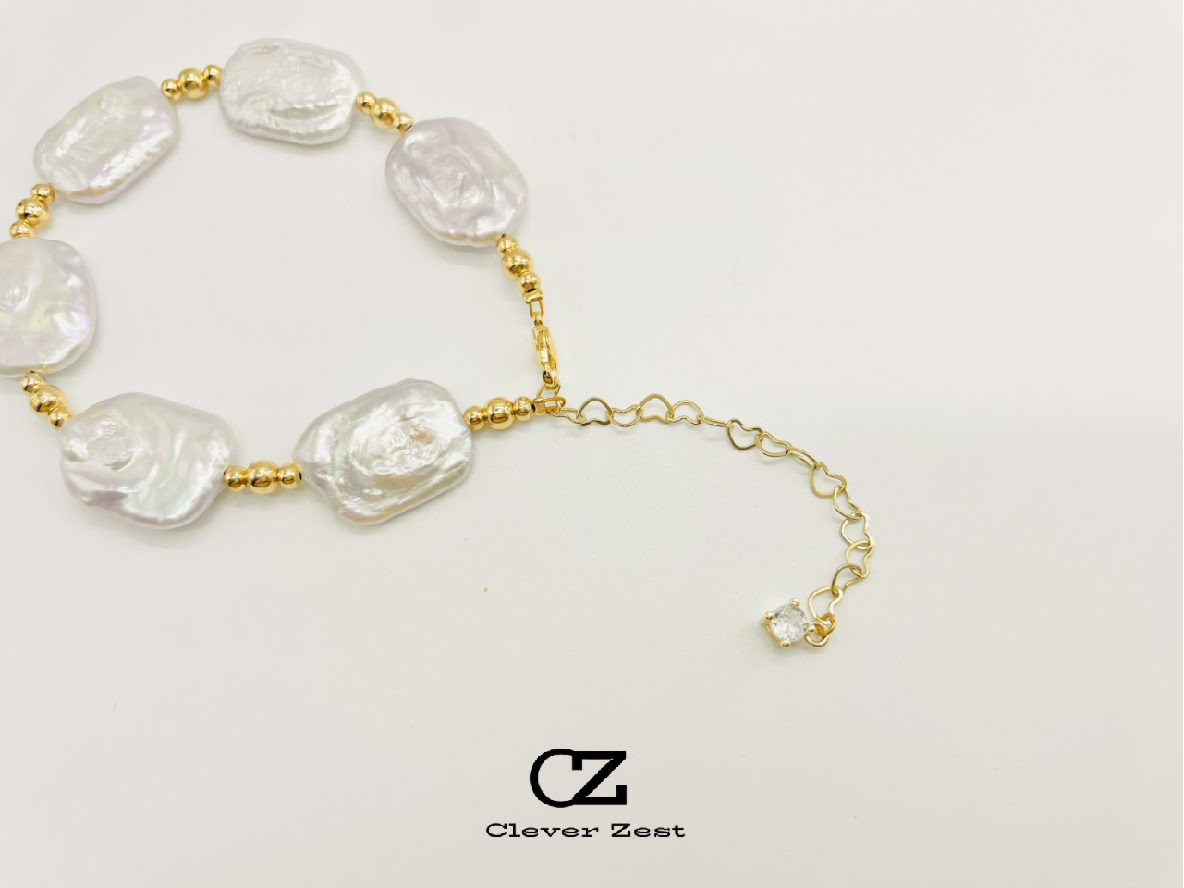 Natural freshwater baroque pearl bracelet Gold-plated craftsmanship Fashionable Bohemian style Resort style Designer handmade