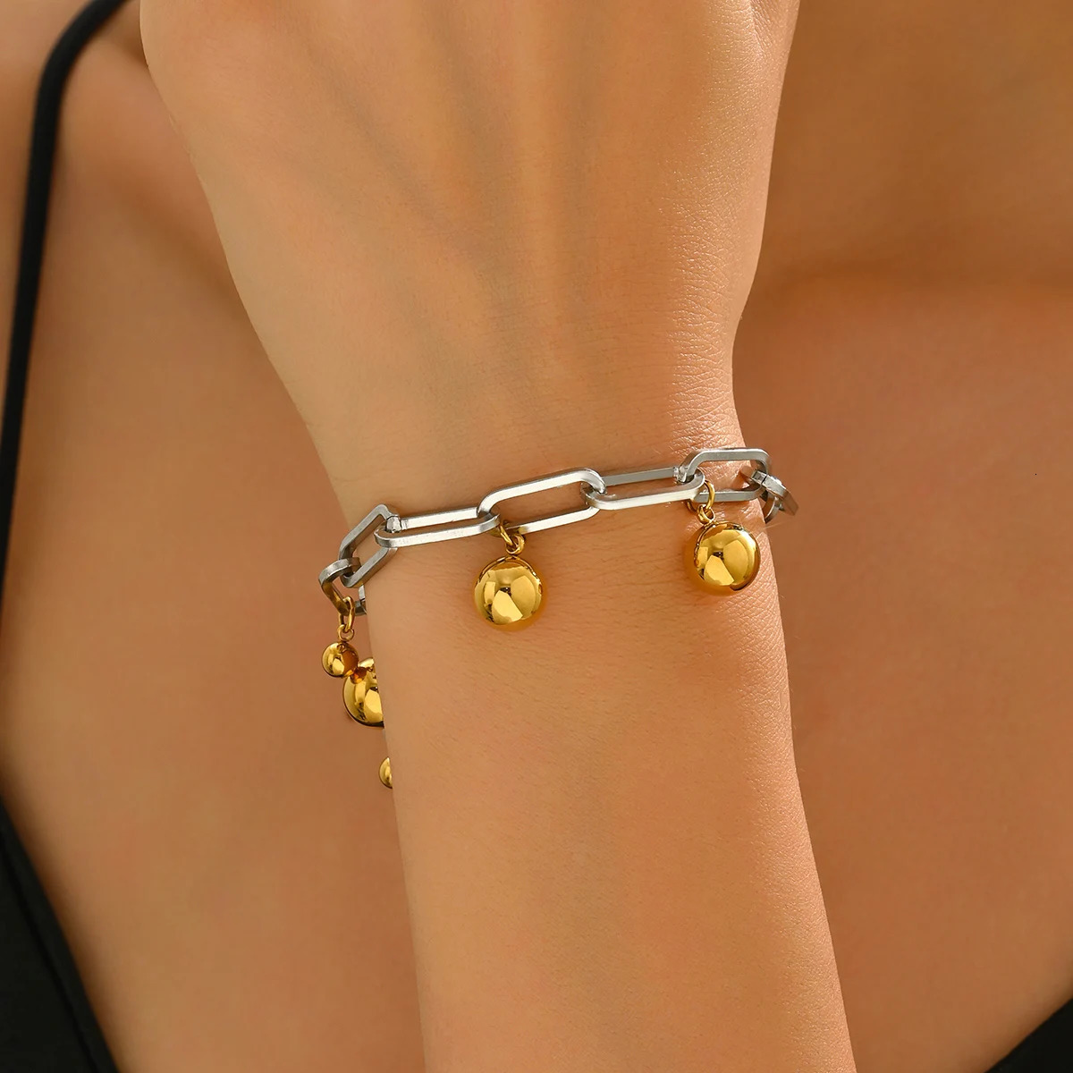 Lxalry 18K Gold Plated Stainless Steel Bracelet | Chunky Paperclip Chain Jewelry for BeachSummer | Hypoallergenic Waterproof 250807