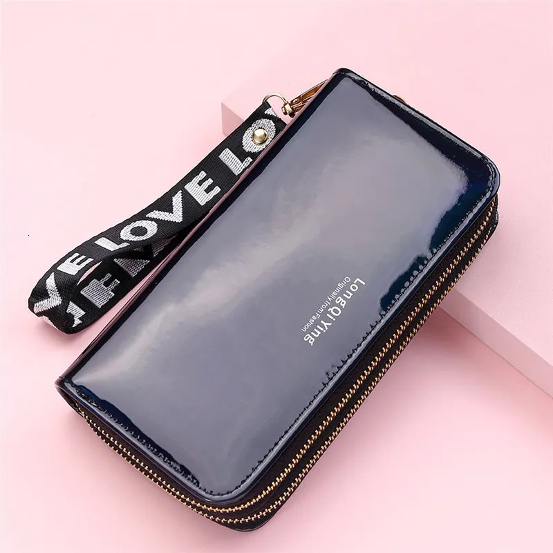 Double Zipper Womens Long Wallet Female Laser Soft PU Leather Coin Clutch Bag Large Capacity Business Card Holder Arrival 250809