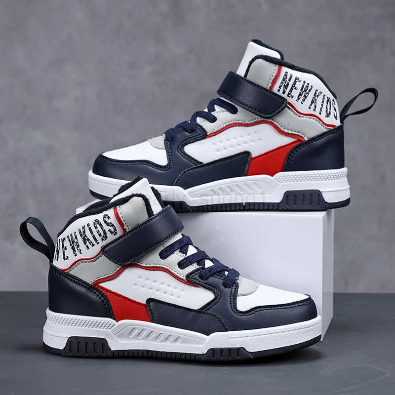 Popular Autumn and Winter High-Top Sneakers for Boys and Girls New Velvet Warm Casual Shoes for Older Children Running Shoes T250812