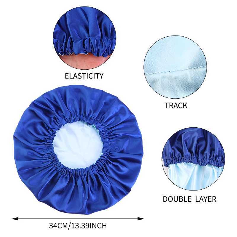 Double Layer Nightcap Bonnet Elastic Night Cap Haircare Women Beauty Salon Hat Headwear Shower Bathroom SuppliesXJ250812