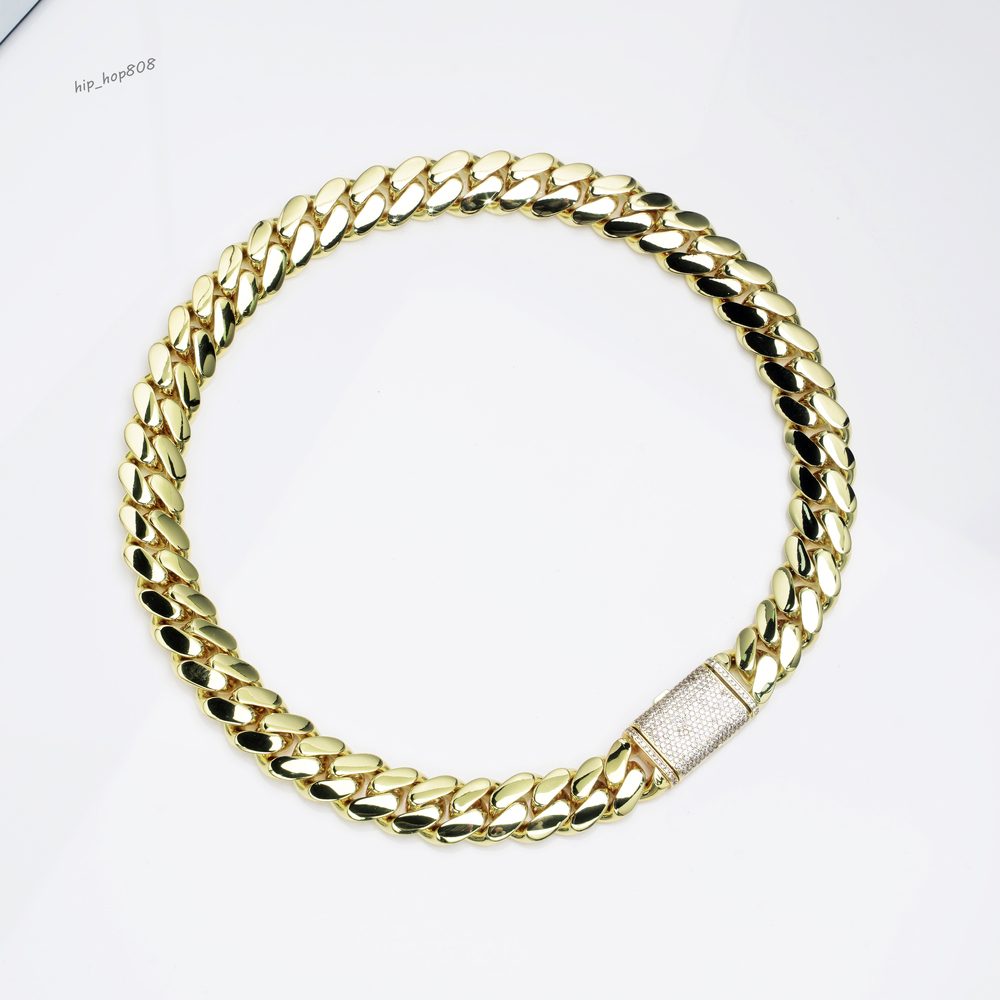 Wholesale Choker Miami Cuban Chain moissanite chain necklace 10k 14k Gold cuban link chain fashion jewelry necklaces
