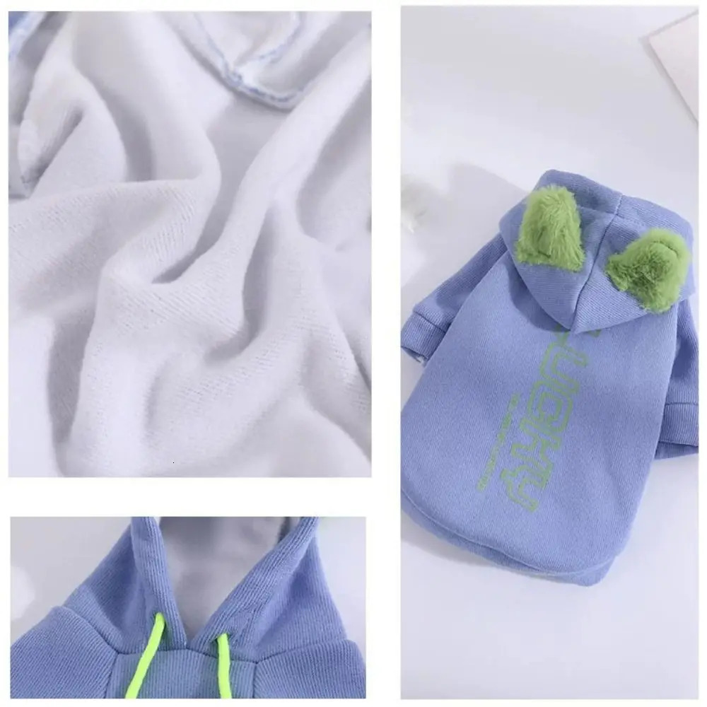 Letter Print Dog Hooded Sweatshirt Warm Soft Dog Sweatshirt Clothes Adjustable Cotton/Polyester Puppy Jumpsuit for Dogs Cats 250806
