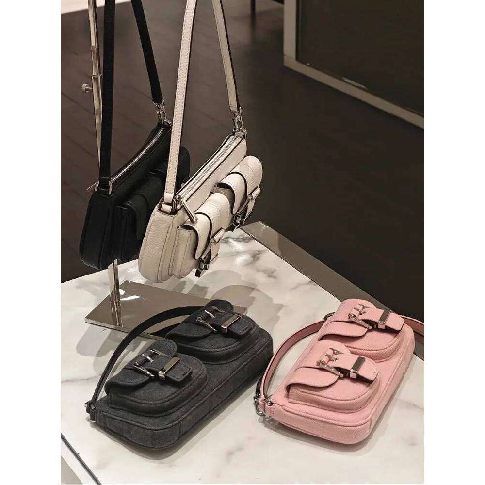 FIRMRANCH Retro Motorcycle Style Spicy Girl One Shoulder Underarm Bag Pink Canvas Design Purse