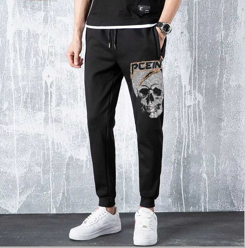 Sweatpants Men Skull Pants Fashion Joggers Men Casual Rhinestones Fitness Track Sweat Trousers W250812