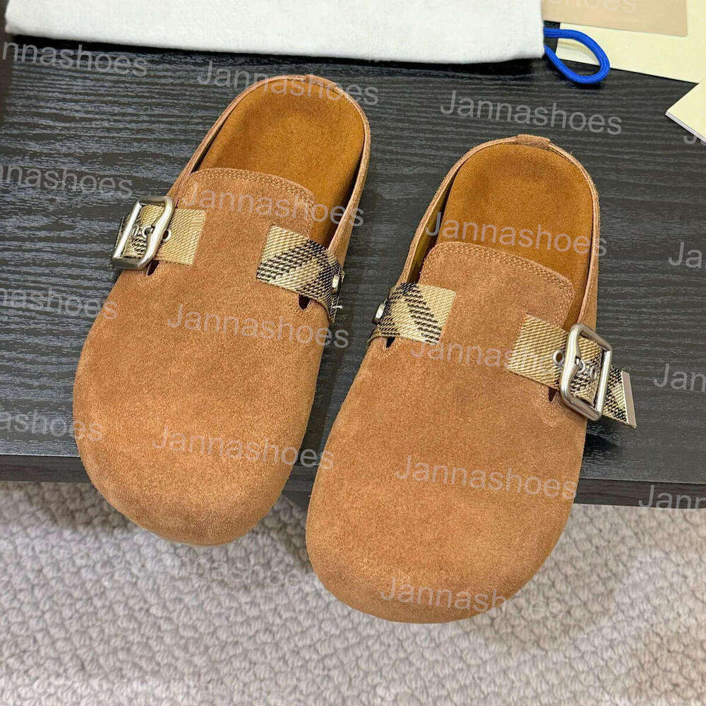 Designer Clogs Sandals Slides Men Women Cork Flat Soft Suede Outdoor Summer Leather designer shoes Black Platform Slippers size 35-45