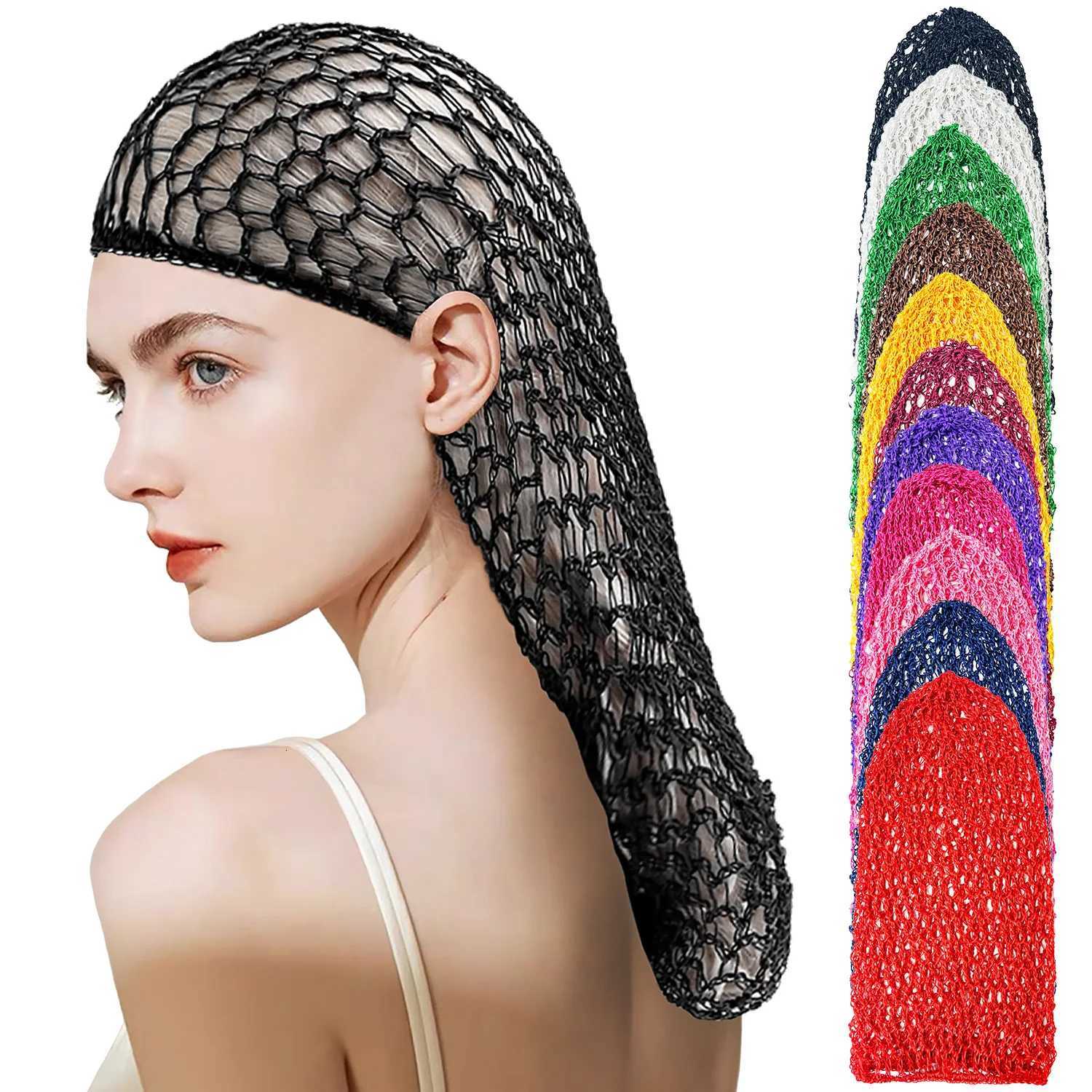 Fashion Wen Crochet Hair Snood With Elastic Edge Long Hair Net Mesh Sleeping Nightcap Turban Wear Hair Net X250812