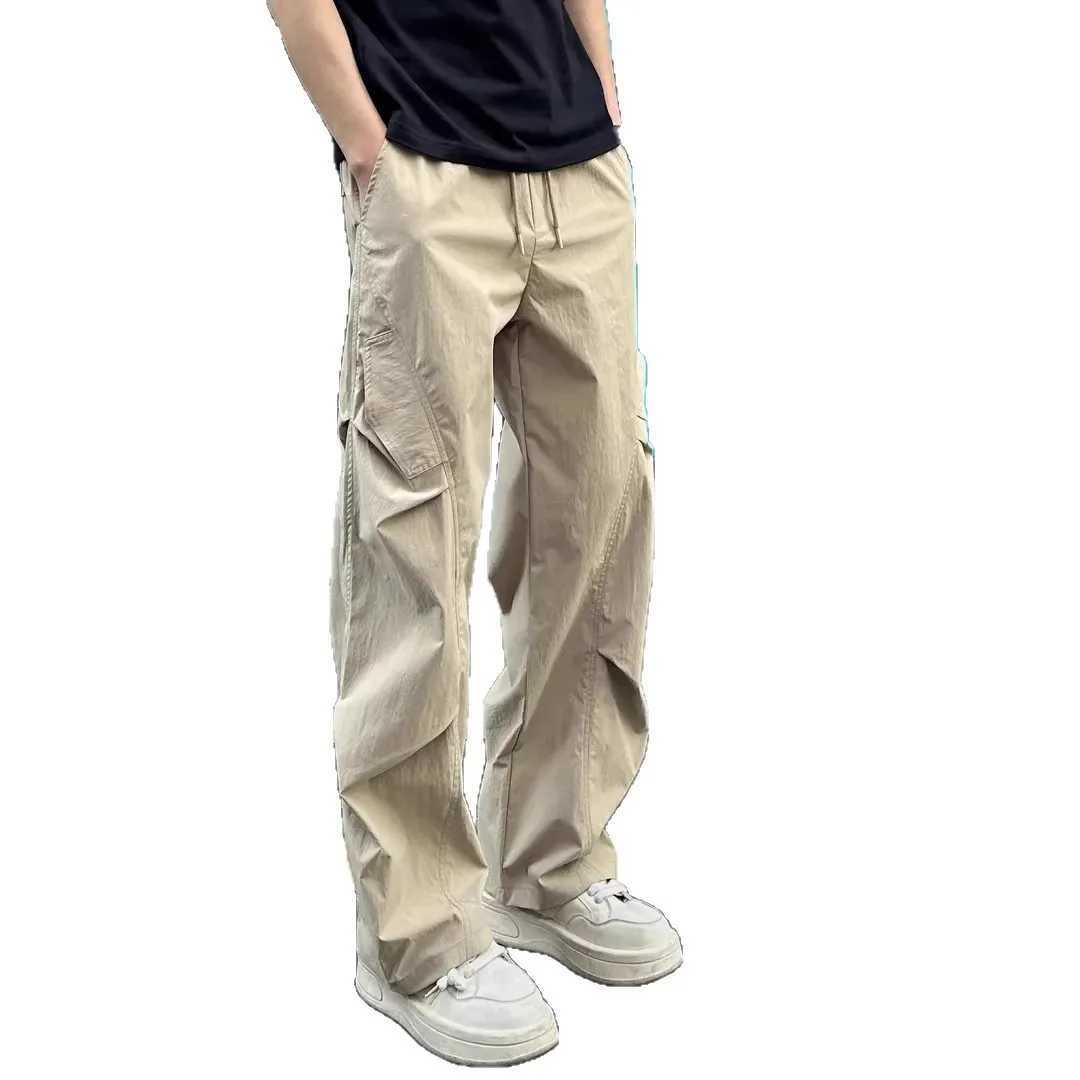 Mens Summer Thin Ice Silk Curved Blade Cargo Pants X250812