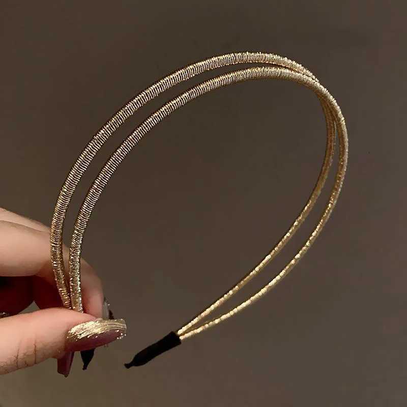 Simple New Two Layers Hairbands Metal Gold Color Band for Women Street Bands Wear X250812