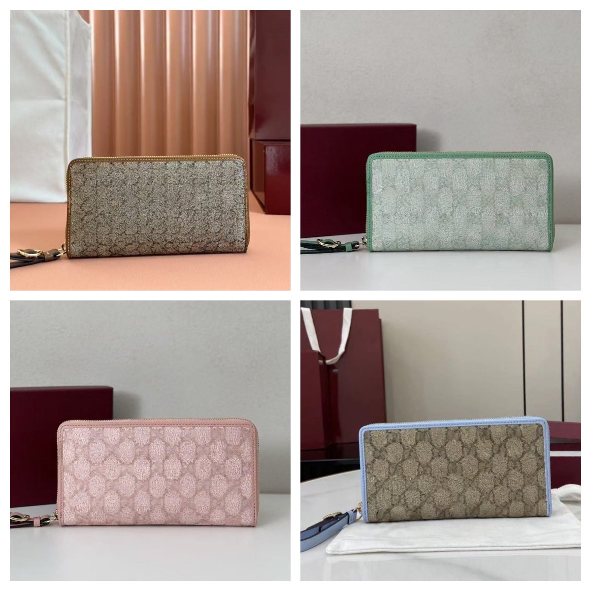 New women's printed zipper long wallet, credit card bag, business card bag, ID bag, retro trendy lightweight handbag