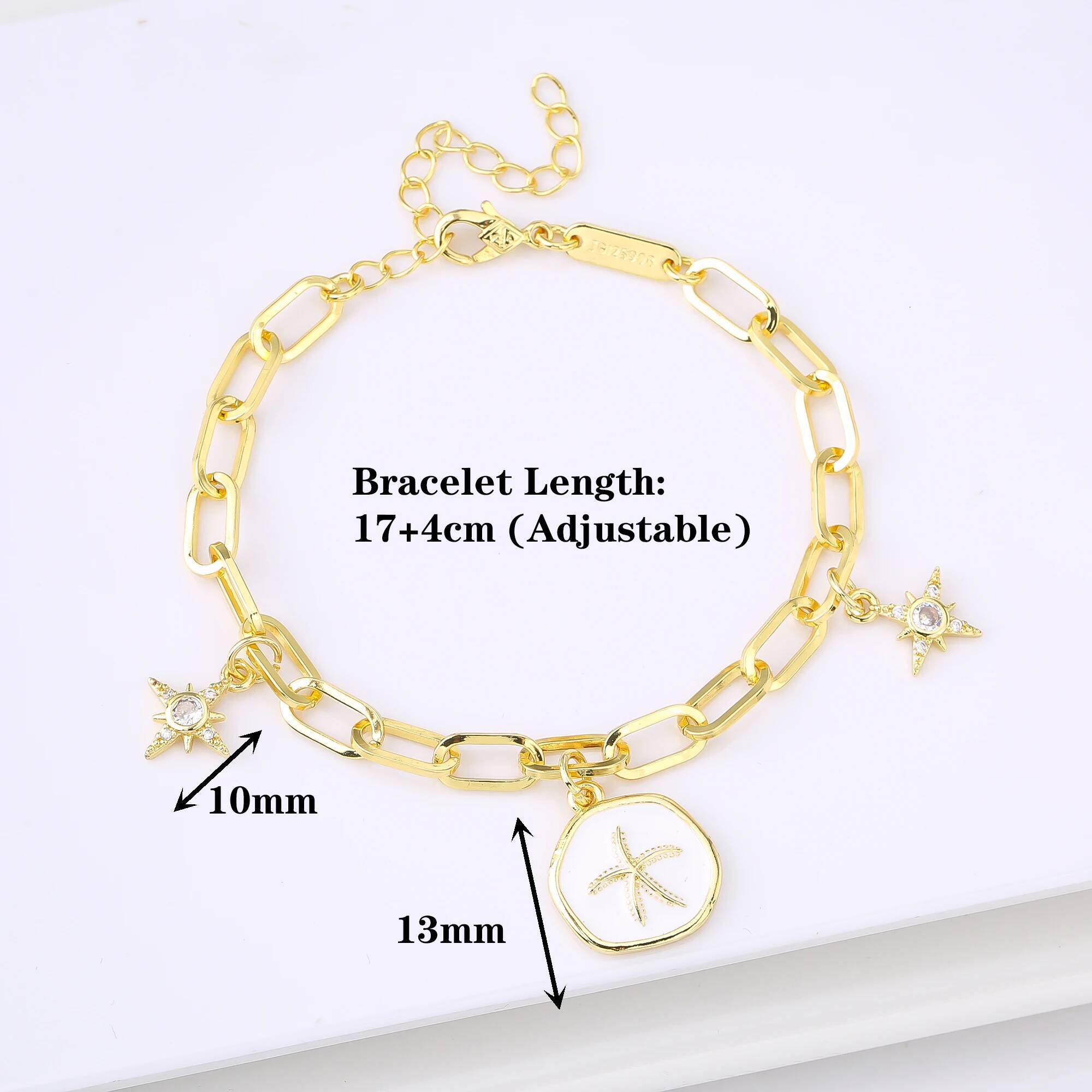 Gold-plated Enamel Art Starfish Bracelet Fashion Holiday Casual Jewelry Accessories for Woman Girl Summer Gift