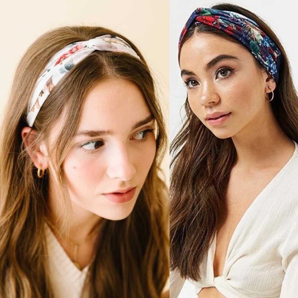 Fashion Wen Girls Summer Bohen Hair Bands Print Bands Vintage Cross Turban Bandage Hair Bands Hair Accessories X250812