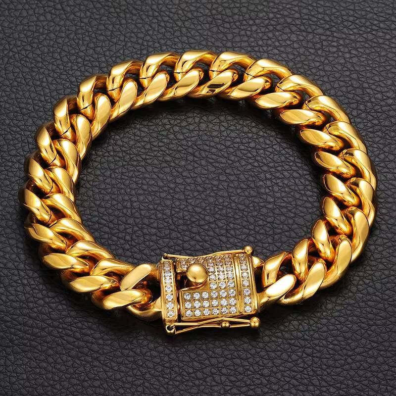 European and American Hip Hop Stainless Steel Necklace Moissanite Cuban Chain Jewelry Wholesale for Women Men